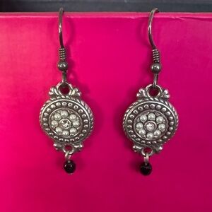 Brighton Elegant Silver Earrings with Black Accents